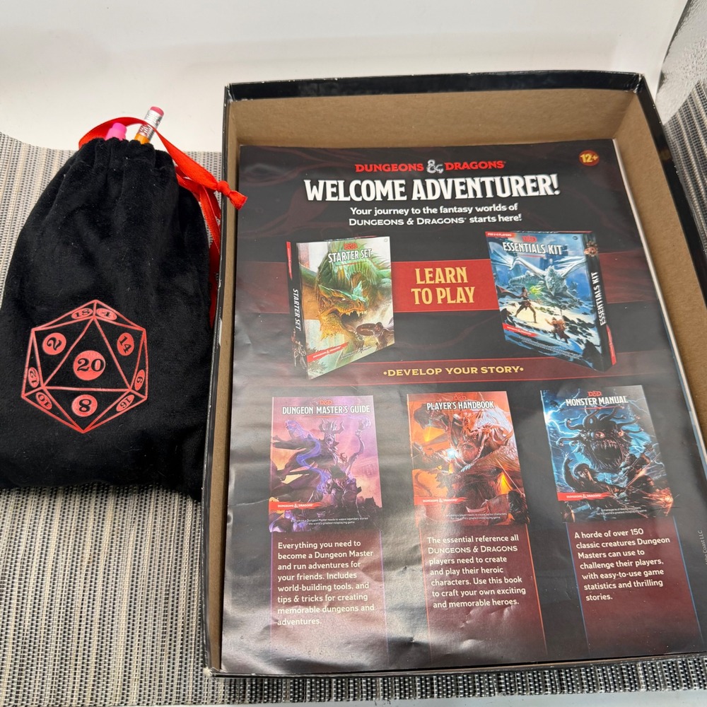 Dungeons & Dragons Essentials Kit 5th Edition Game Set with 4 Dice Sets and Bag